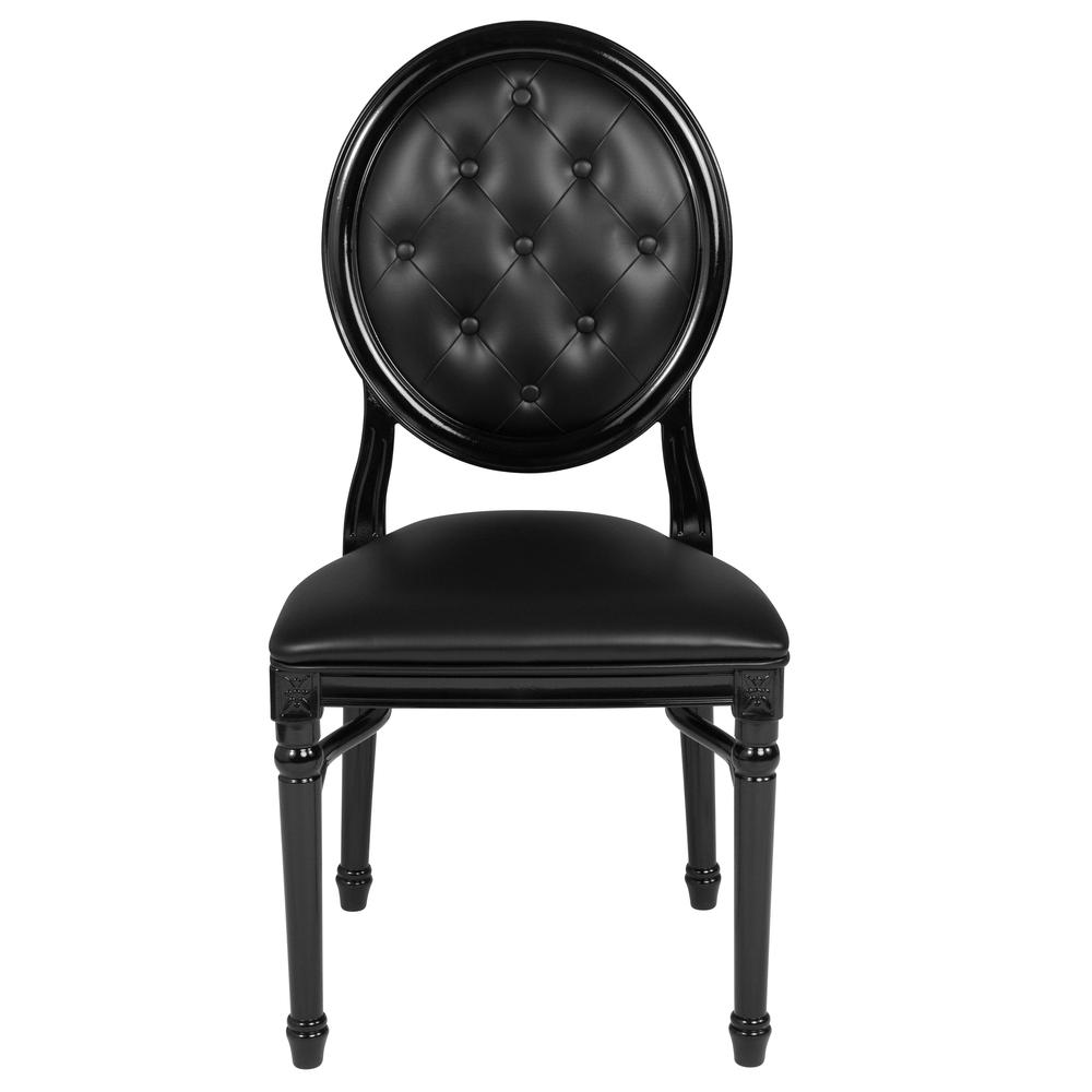 900 lb. Capacity King Louis Chair with Tufted Back, Black Vinyl Seat and Black Frame. Picture 5