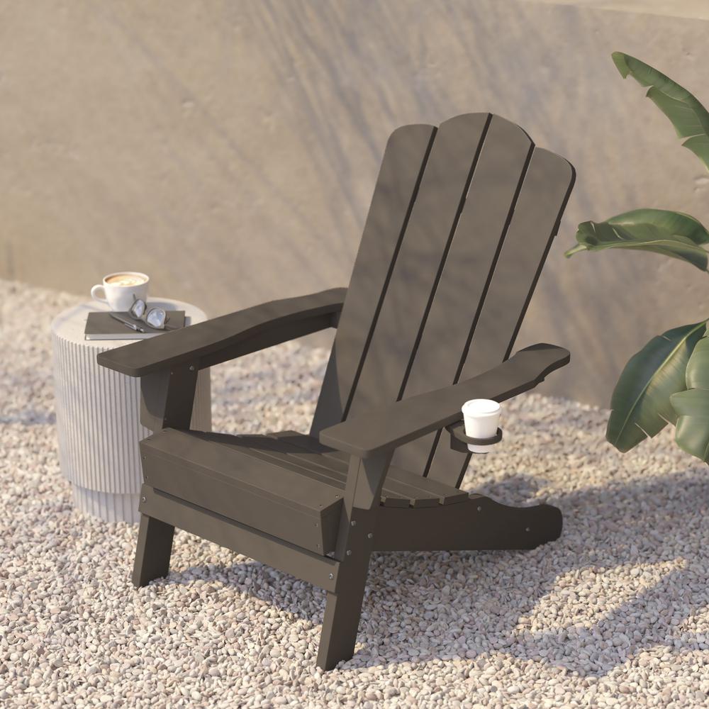 Contemporary Commercial Grade Adirondack Patio Chair with Cupholder. Picture 9