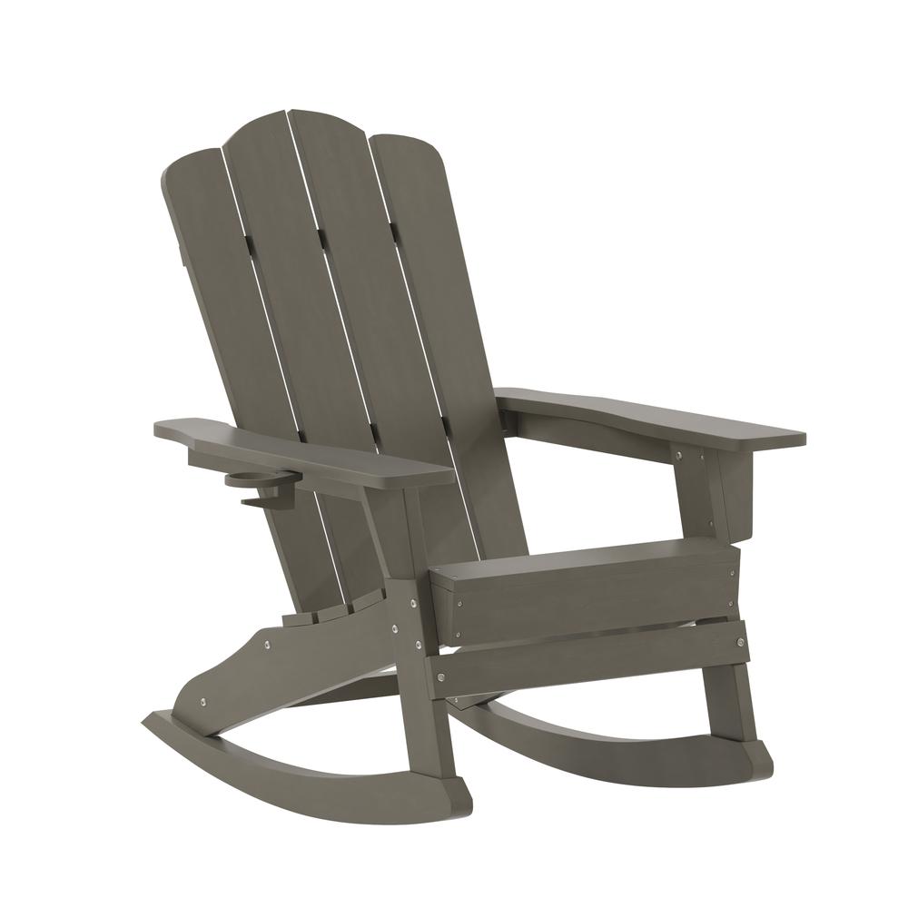 Contemporary Commercial Grade Adirondack Rocking Chair with Cupholder. Picture 5