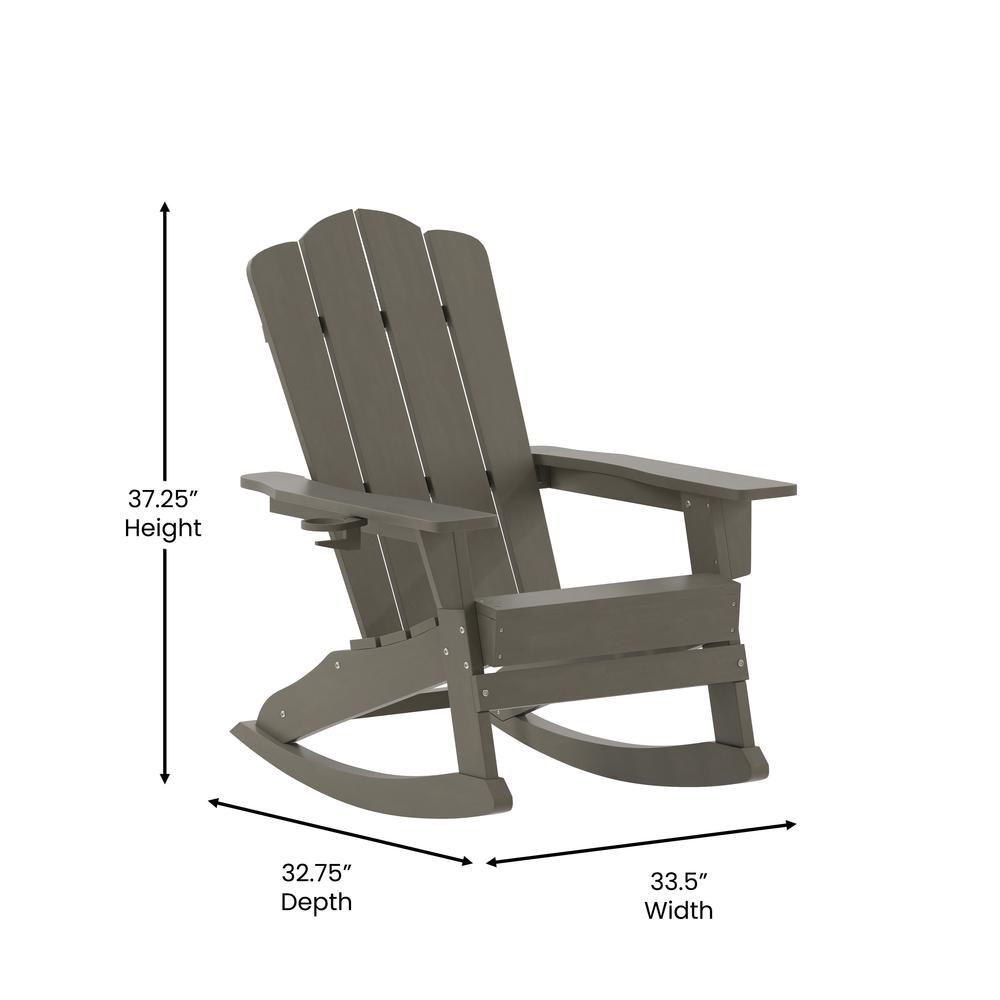 Contemporary Commercial Grade Adirondack Rocking Chair with Cupholder. Picture 7