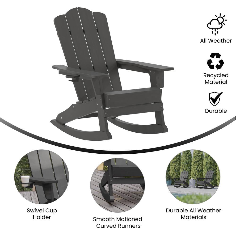 Contemporary Commercial Grade Adirondack Rocking Chair with Cupholder. Picture 7