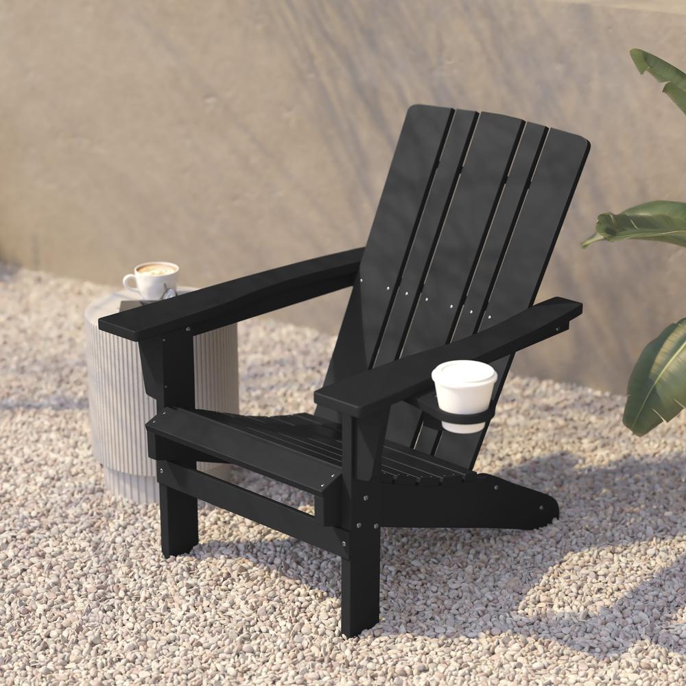 Contemporary Commercial Grade Adirondack Patio Chair with Cupholder. Picture 9