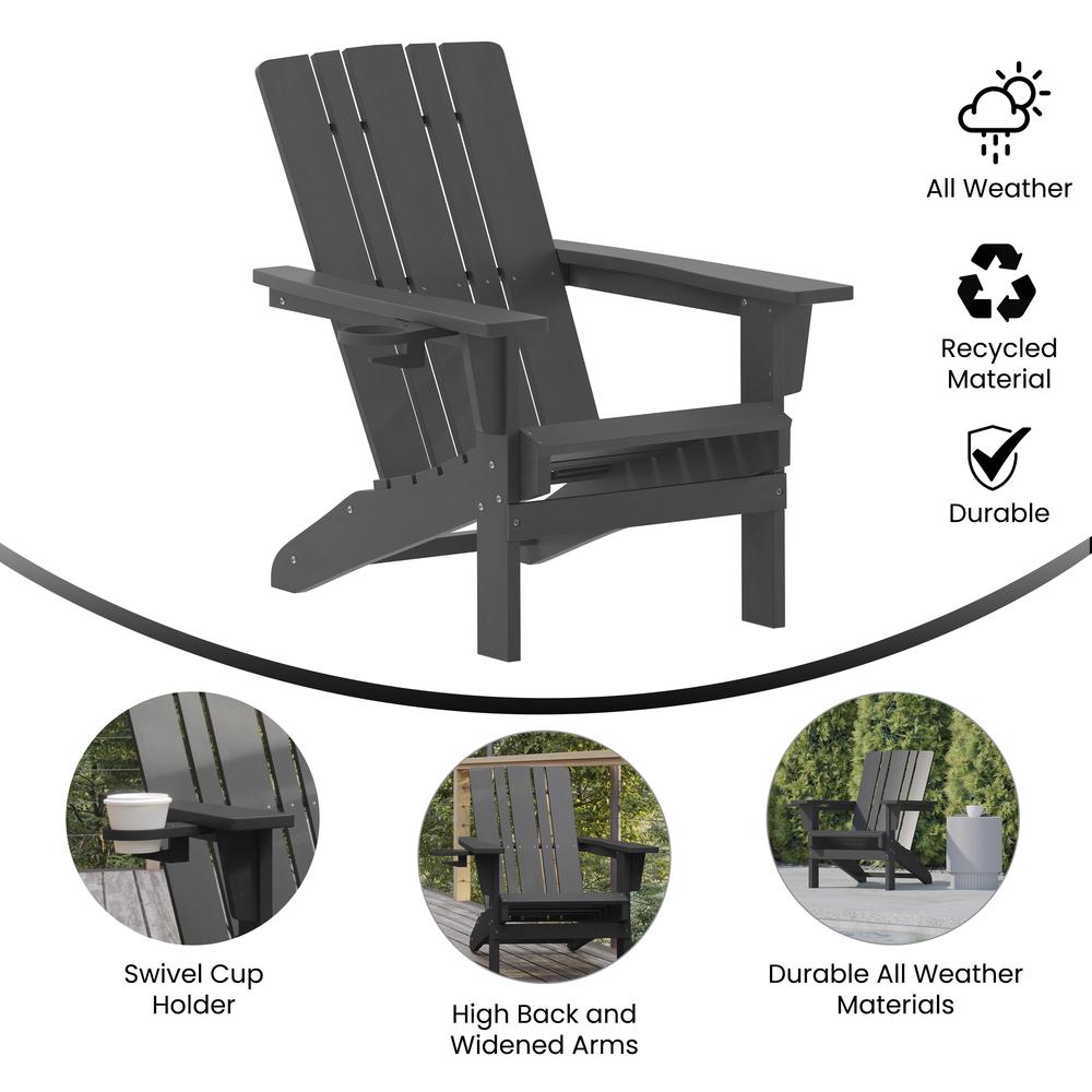 Contemporary Commercial Grade Adirondack Patio Chair with Cupholder. Picture 7