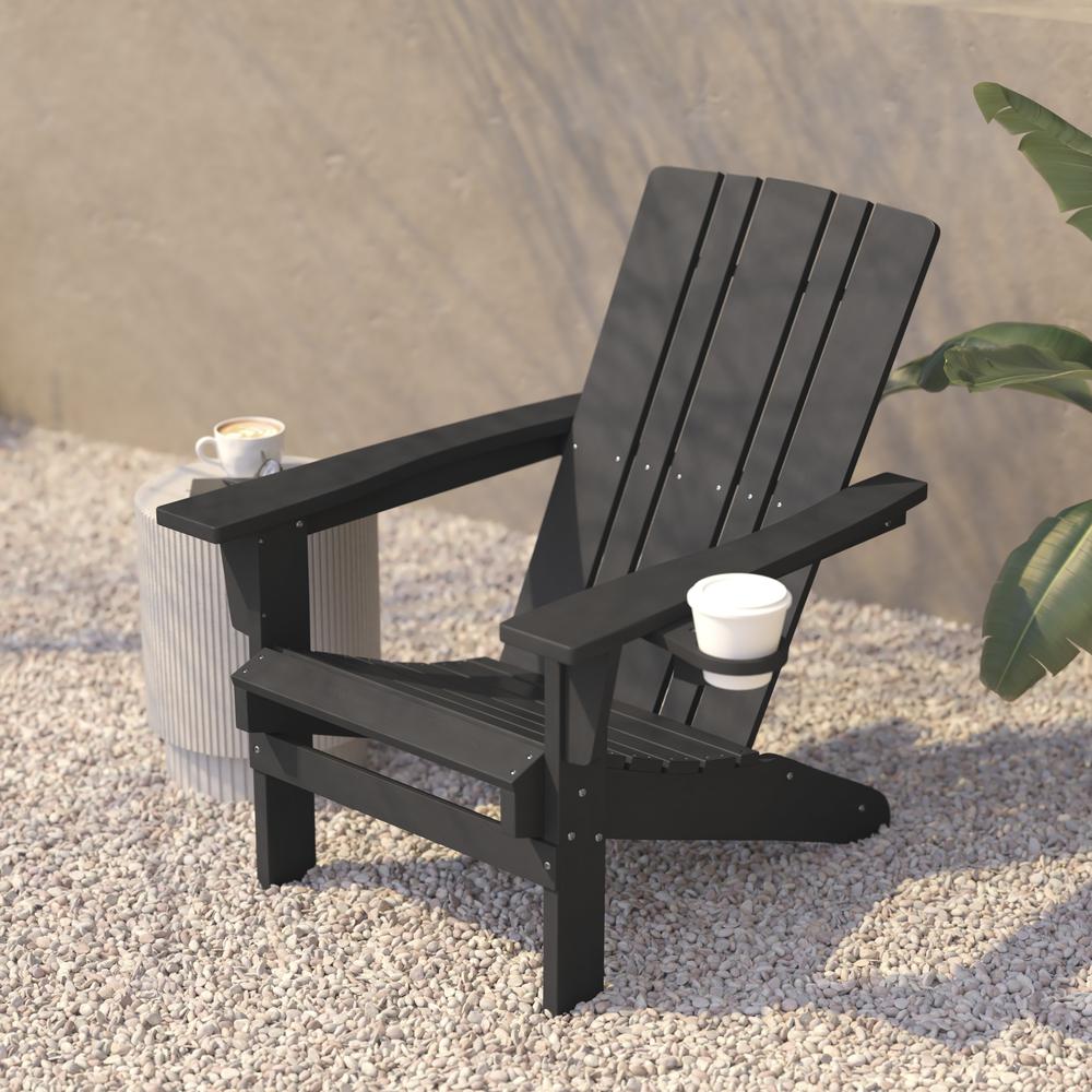 Contemporary Commercial Grade Adirondack Patio Chair with Cupholder. Picture 4