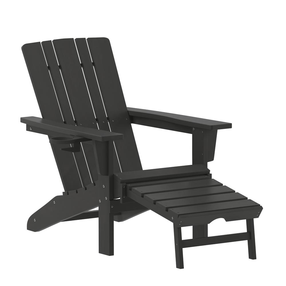 Commercial Adirondack Chair with Pull-Out Ottoman and Cupholder. Picture 1
