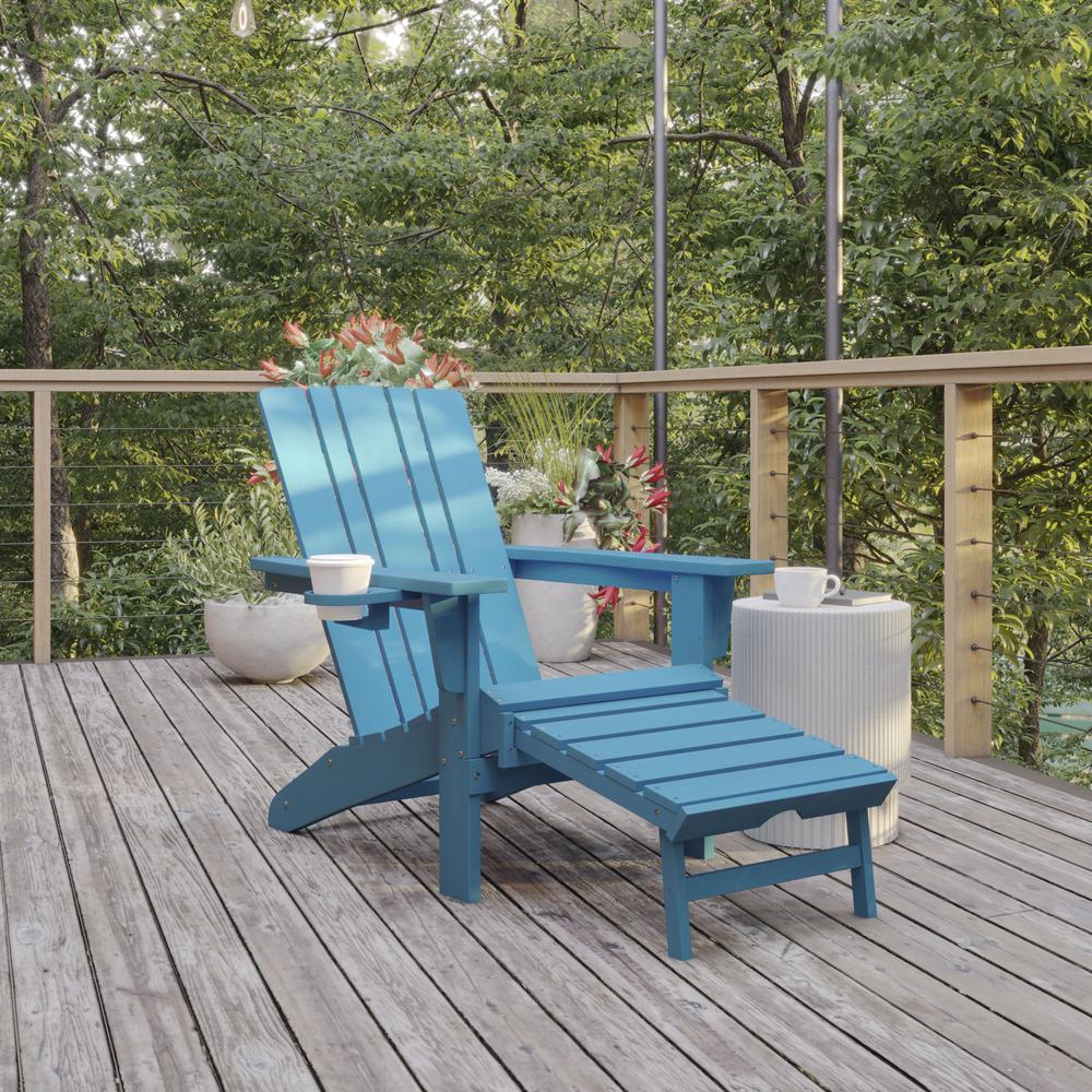 Commercial Adirondack Chair with Pull-Out Ottoman and Cupholder. Picture 5