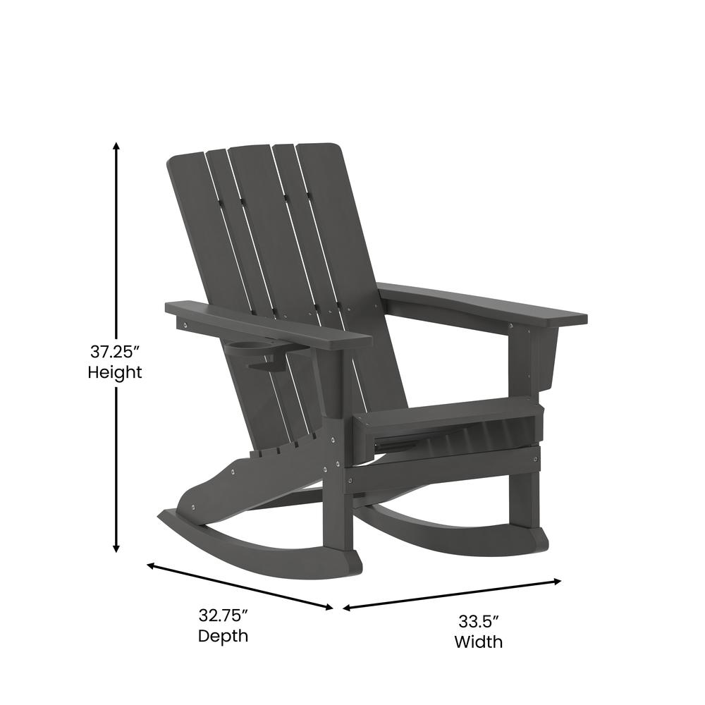 Contemporary Commercial Grade Adirondack Rocking Chair with Cupholder. Picture 8
