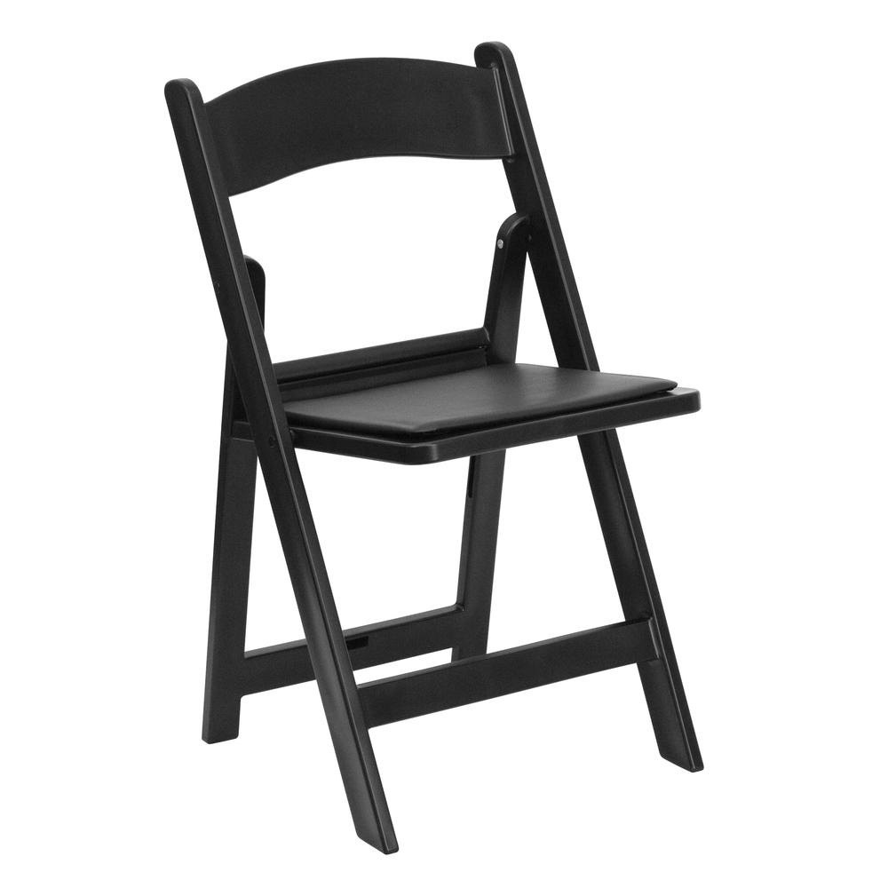 HERCULES Series 1000 lb. Capacity Black Resin Folding Chair with Black Vinyl Padded Seat. Picture 1