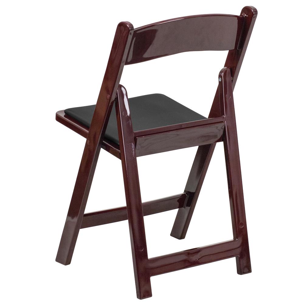HERCULES Series 1000 lb. Capacity Red Mahogany Resin Folding Chair with Black Vinyl Padded Seat. Picture 3