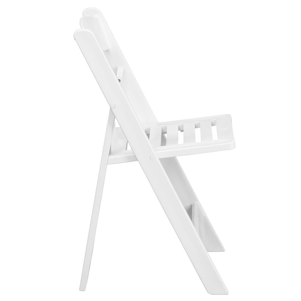 HERCULES Series 1000 lb. Capacity White Resin Folding Chair with Slatted Seat. Picture 2