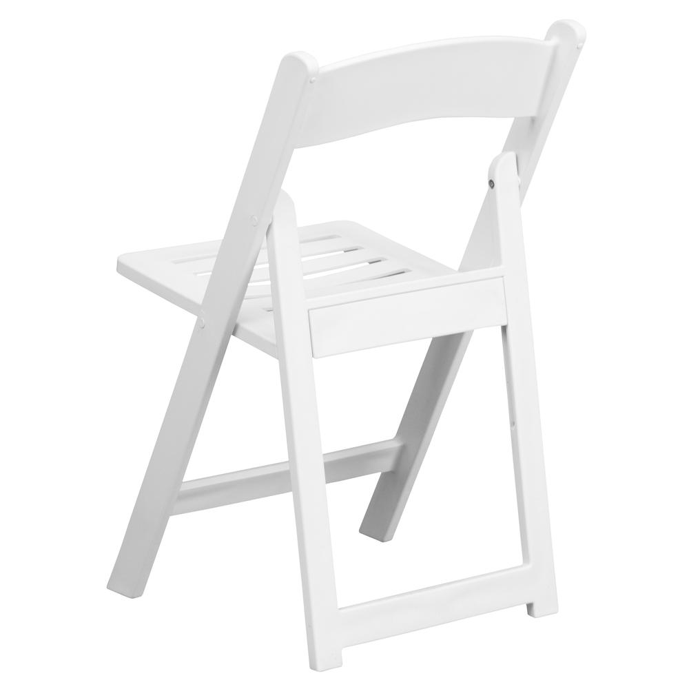 HERCULES Series 1000 lb. Capacity White Resin Folding Chair with Slatted Seat. Picture 3