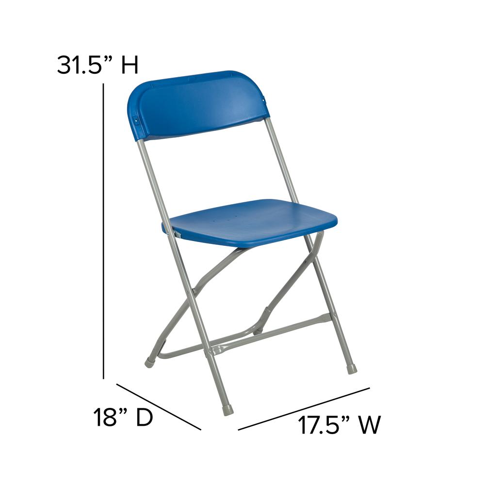 Folding Chair -  - Blue Plastic - 650LB Weight Capacity. Picture 17
