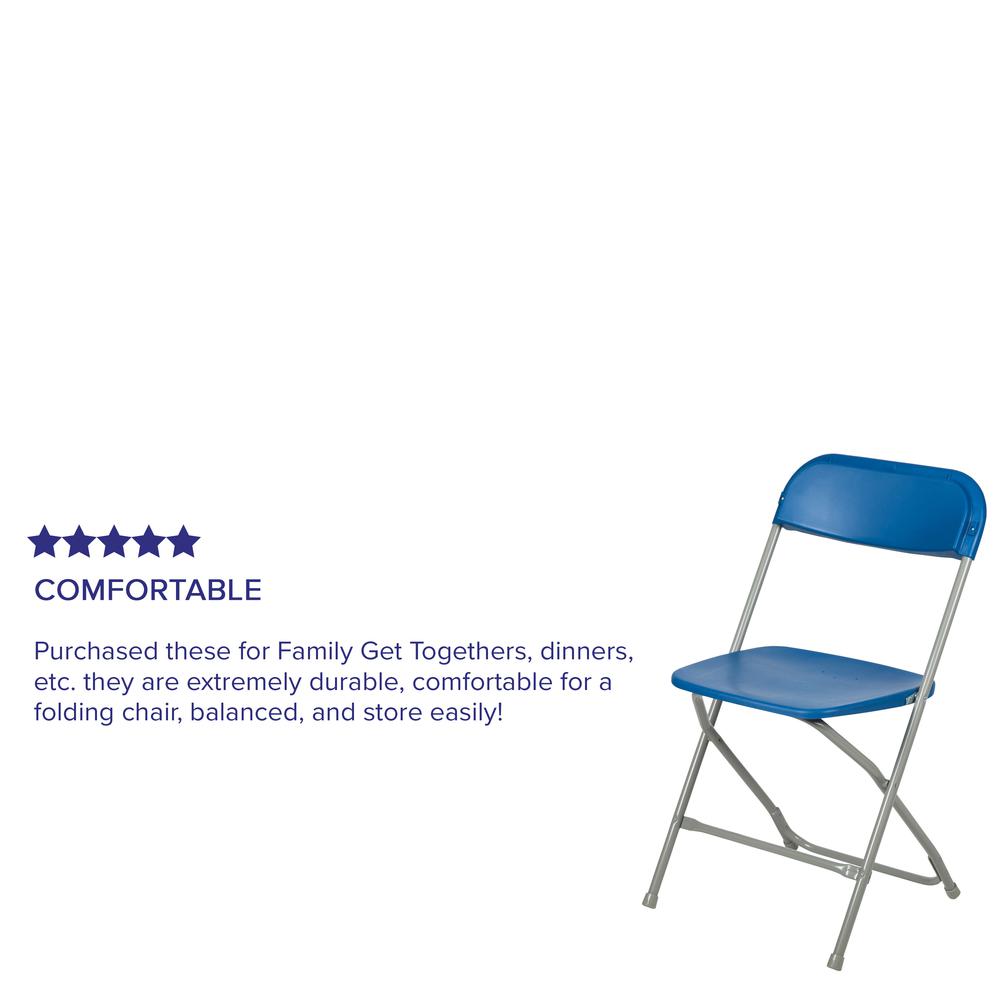 Folding Chair -  - Blue Plastic - 650LB Weight Capacity. Picture 27