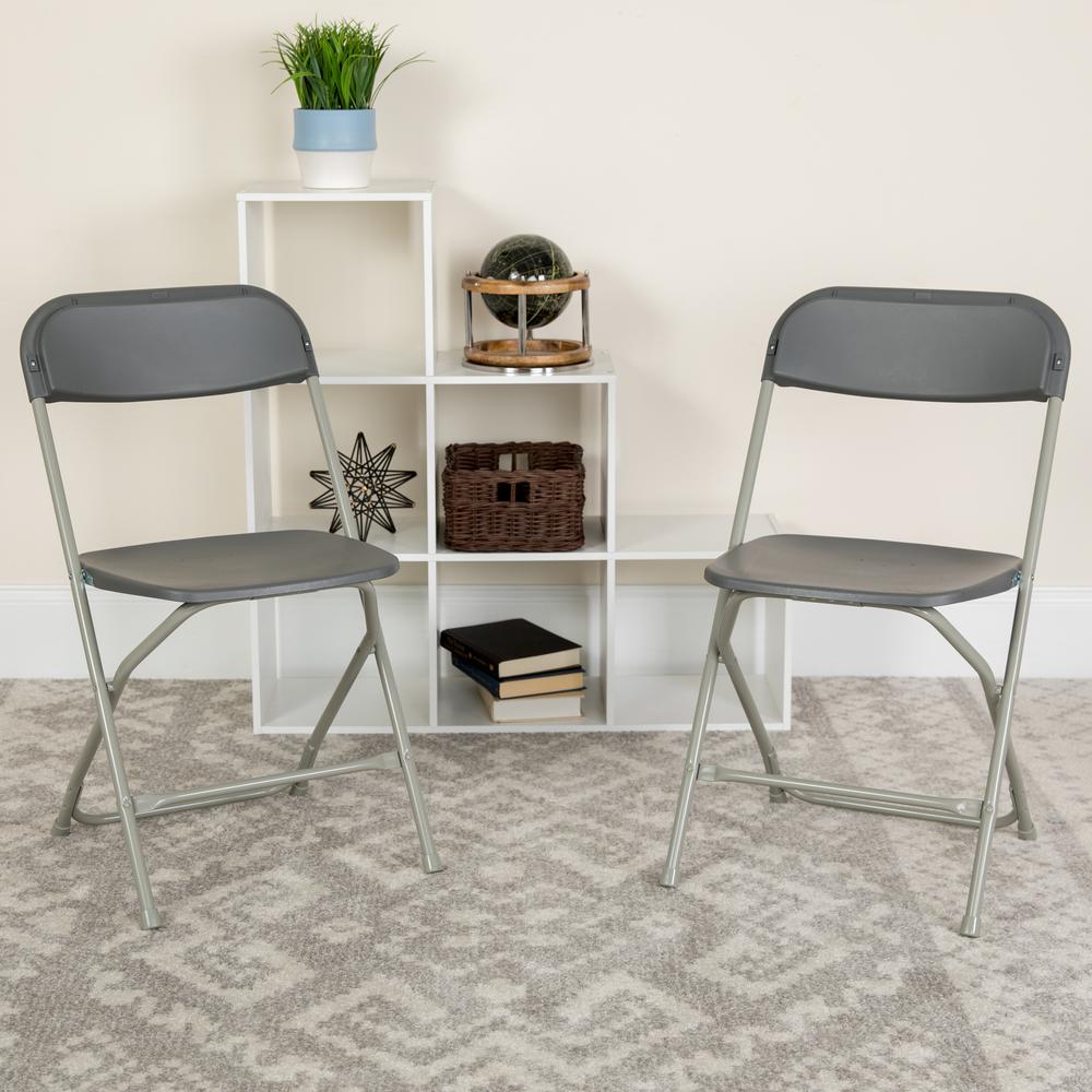 HERCULES Series 650 lb. Capacity Premium Grey Plastic Folding Chair. Picture 2