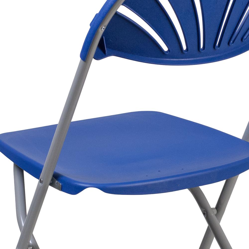 650 lb. Capacity Blue Plastic Fan Back Folding Chair. Picture 17