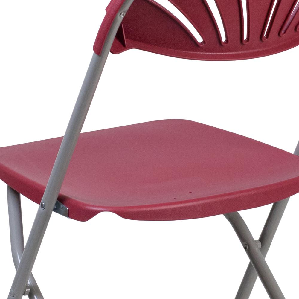 650 lb. Capacity Burgundy Plastic Fan Back Folding Chair. Picture 17