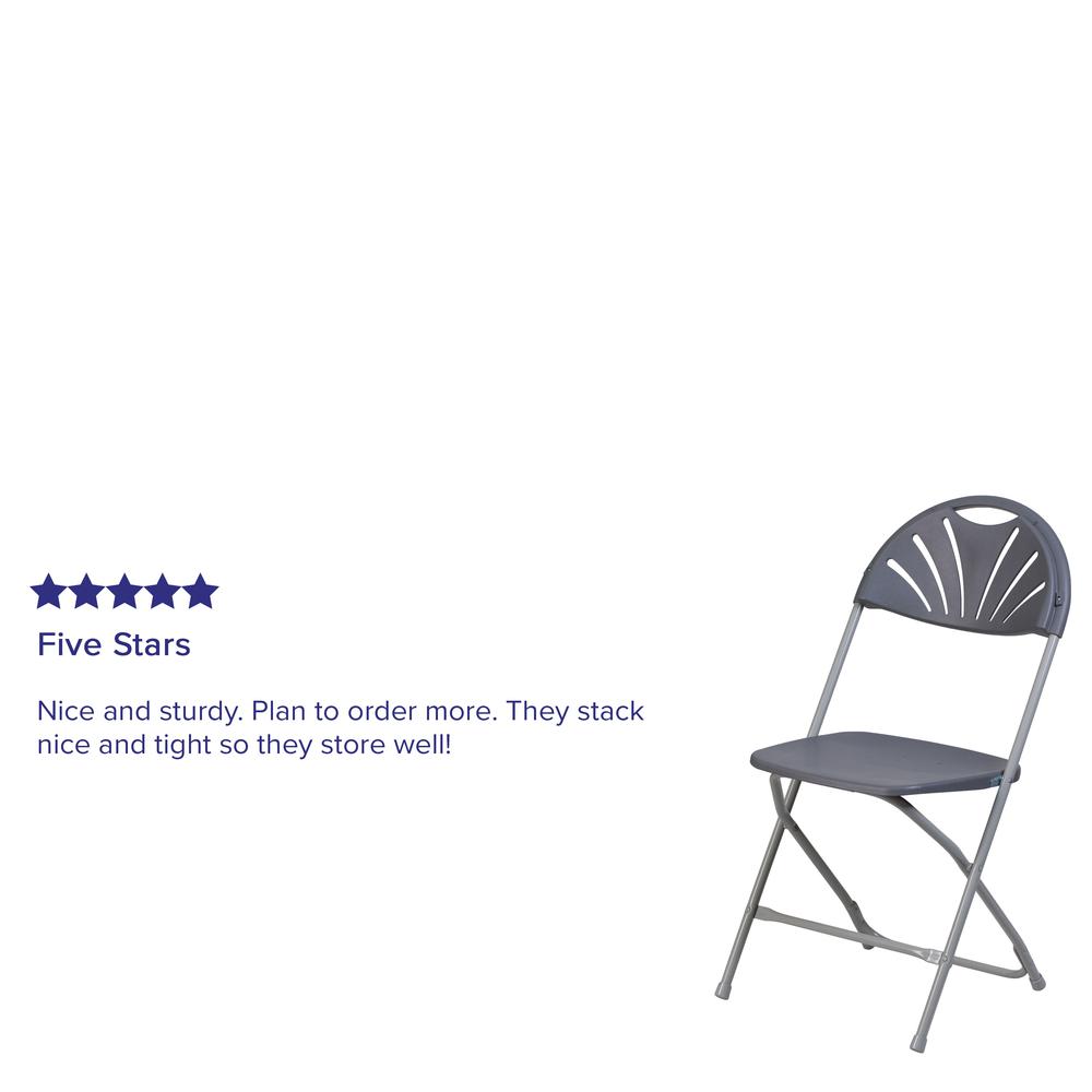 650 lb. Capacity Charcoal Plastic Fan Back Folding Chair. Picture 19