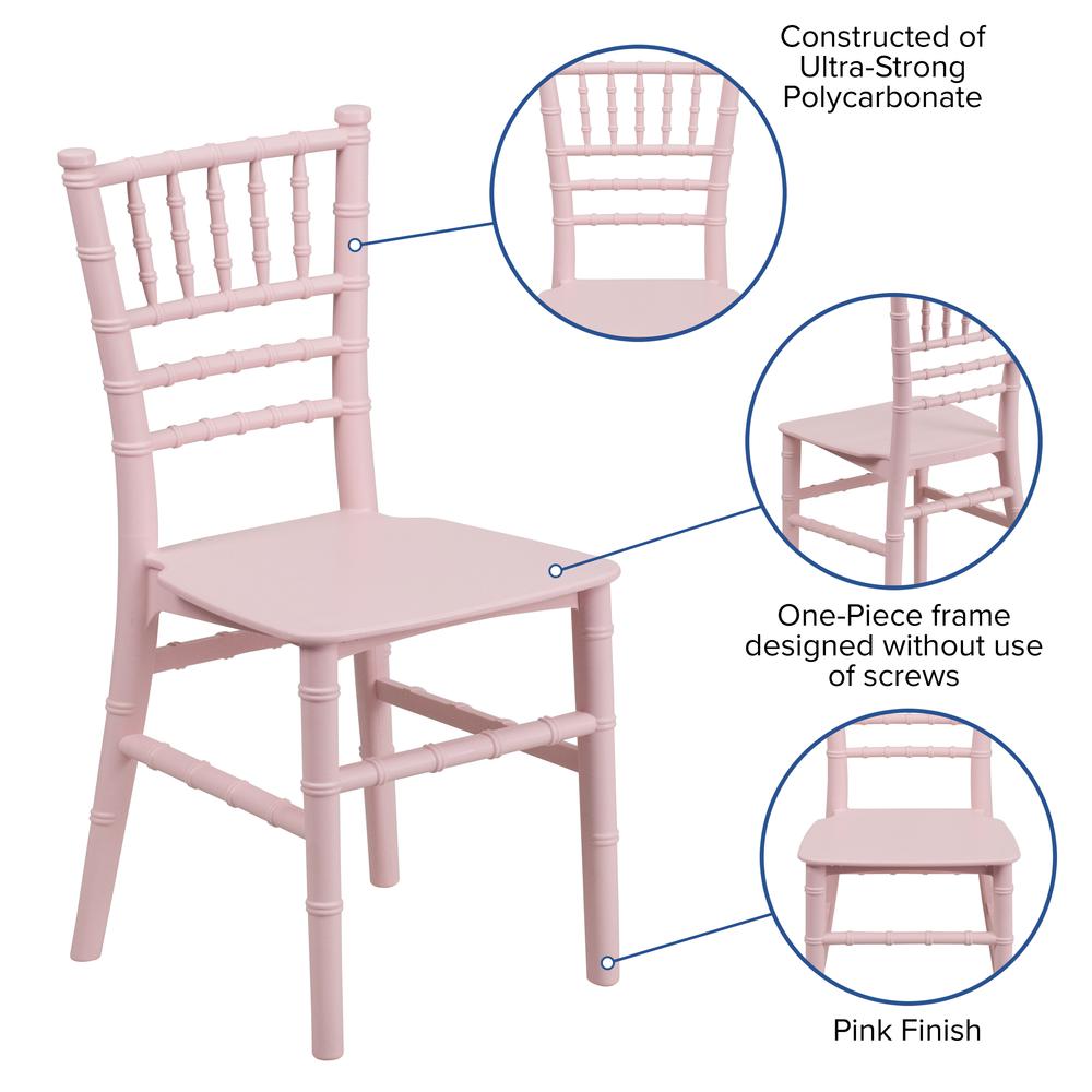 Child’s Pink Resin Party and Event Chiavari Chair for Commercial & Residential Use. Picture 6