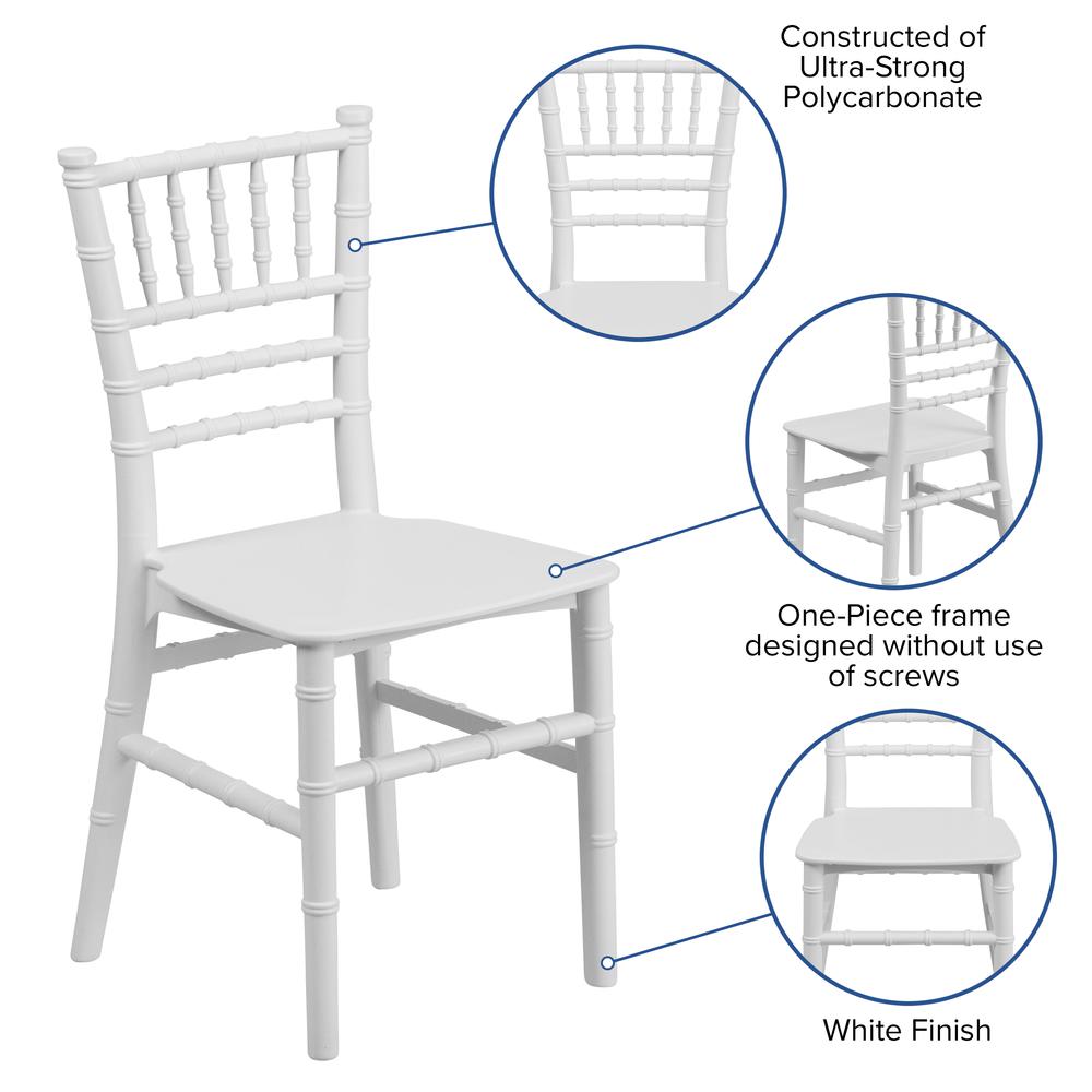 Child’s White Resin Party and Event Chiavari Chair for Commercial & Residential Use. Picture 6