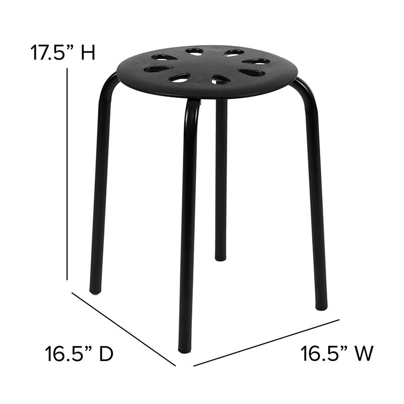Plastic Nesting Stack Stools, 17.5"Height, Black (5 Pack). Picture 5