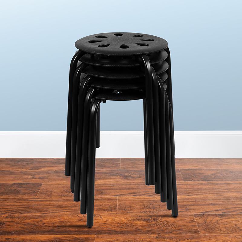 Plastic Nesting Stack Stools, 17.5"Height, Black (5 Pack). Picture 2