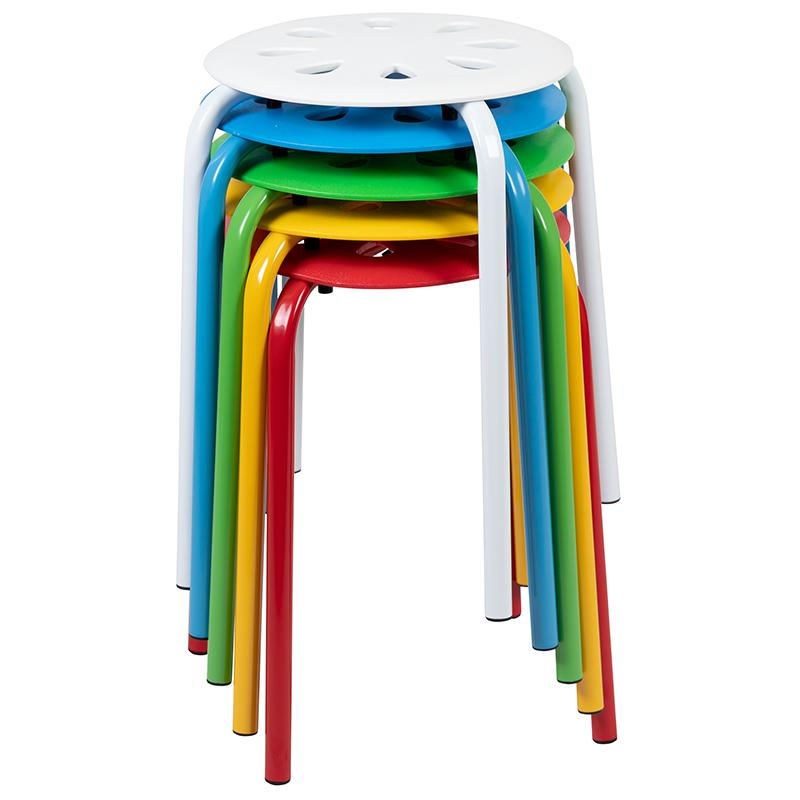 Plastic Nesting Stack Stools, 17.5"Height, Assorted Colors (5 Pack). The main picture.