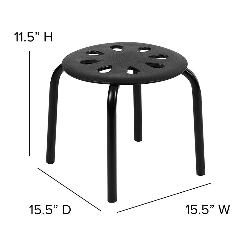 Plastic Nesting Stack Stools, 11.5"Height, Black (5 Pack). Picture 5