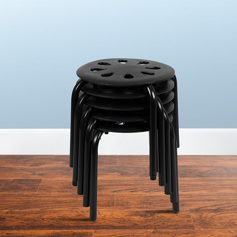 Plastic Nesting Stack Stools, 11.5"Height, Black (5 Pack). Picture 2