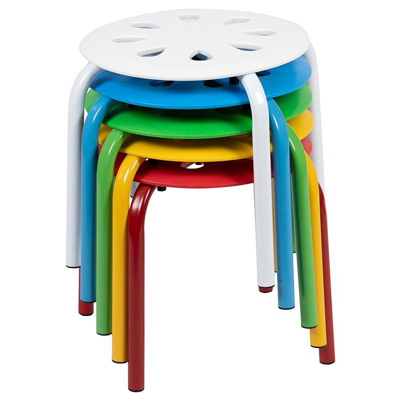 Plastic Nesting Stack Stools, 11.5"Height, Assorted Colors (5 Pack). Picture 1