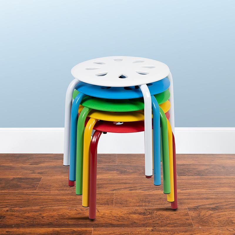 Plastic Nesting Stack Stools, 11.5"Height, Assorted Colors (5 Pack). Picture 2
