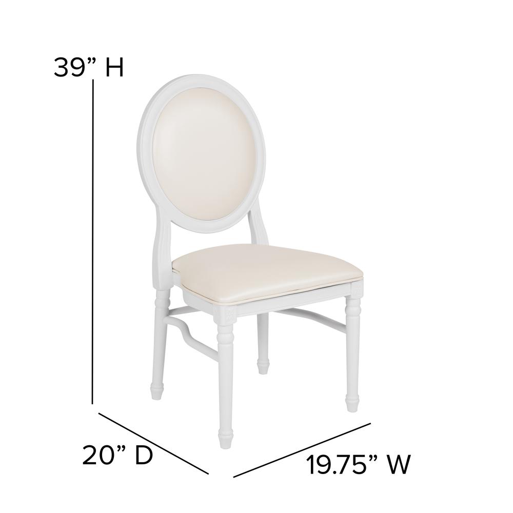 900 lb. Capacity King Louis Chair with White Vinyl Back and Seat and White Frame. Picture 2
