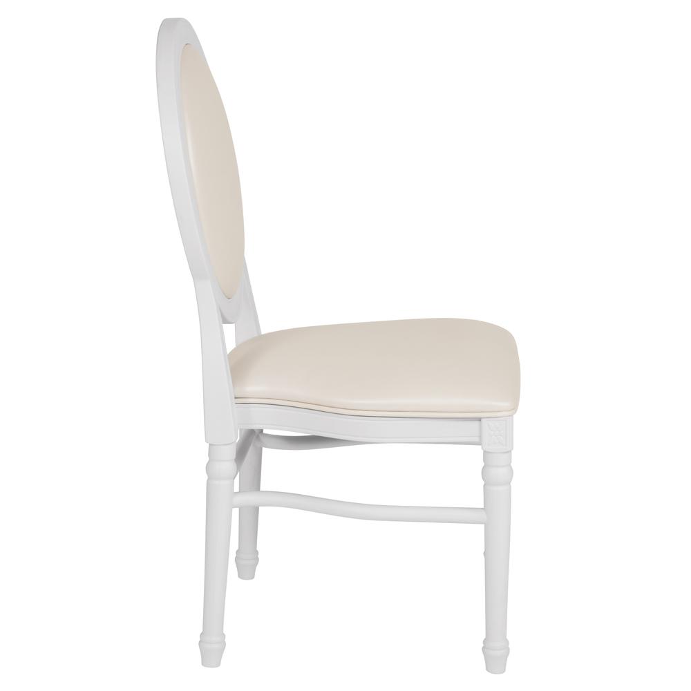 900 lb. Capacity King Louis Chair with White Vinyl Back and Seat and White Frame. Picture 3