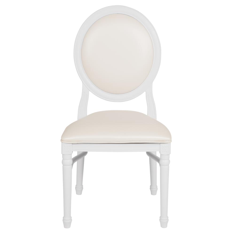 900 lb. Capacity King Louis Chair with White Vinyl Back and Seat and White Frame. Picture 5