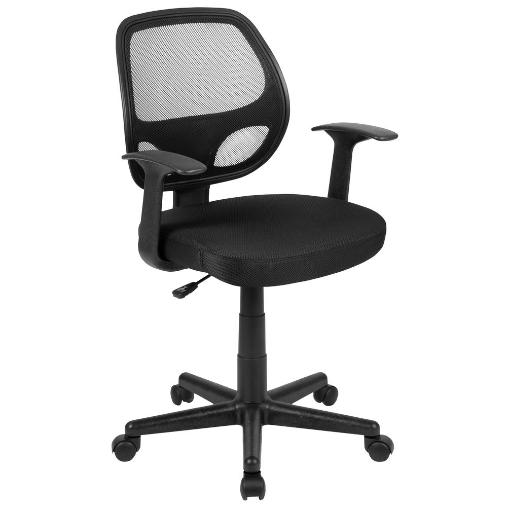 Flash Fundamentals Mid-Back Black Mesh Swivel Ergonomic Task Office Chair with Arms, BIFMA Certified. The main picture.