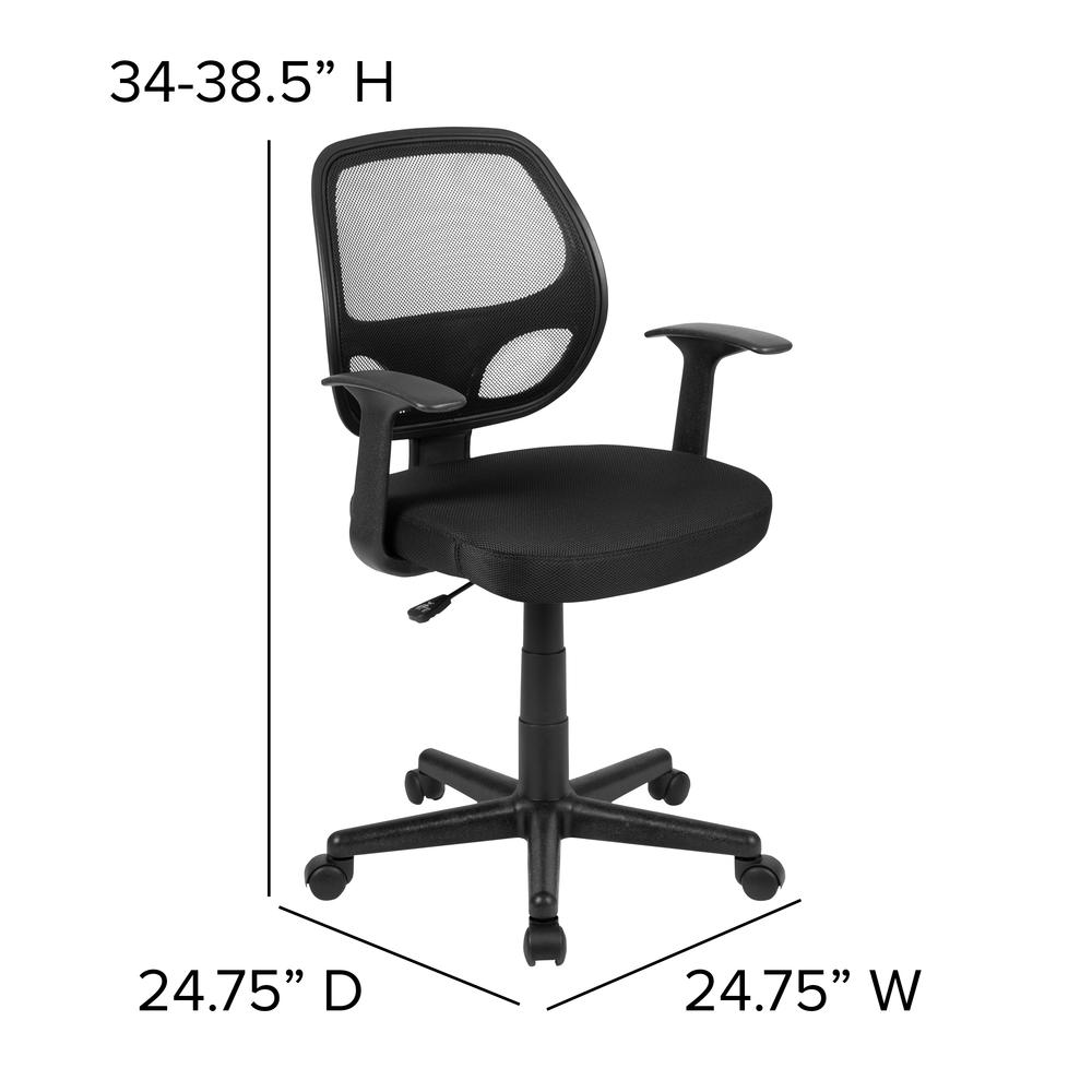 Flash Fundamentals Mid-Back Black Mesh Swivel Ergonomic Task Office Chair with Arms, BIFMA Certified. Picture 4