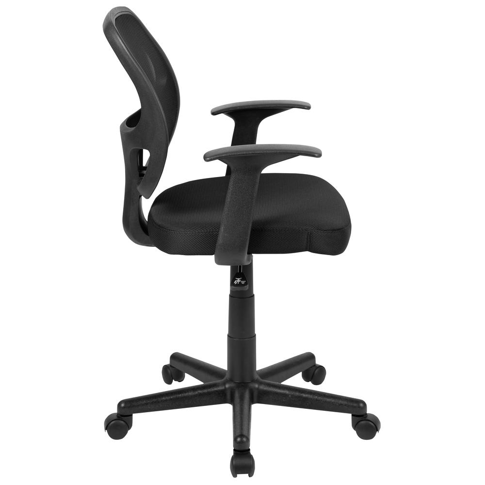Mid-Back Black Mesh Swivel Ergonomic Task Office Chair with Arms, BIFMA Certified. Picture 3