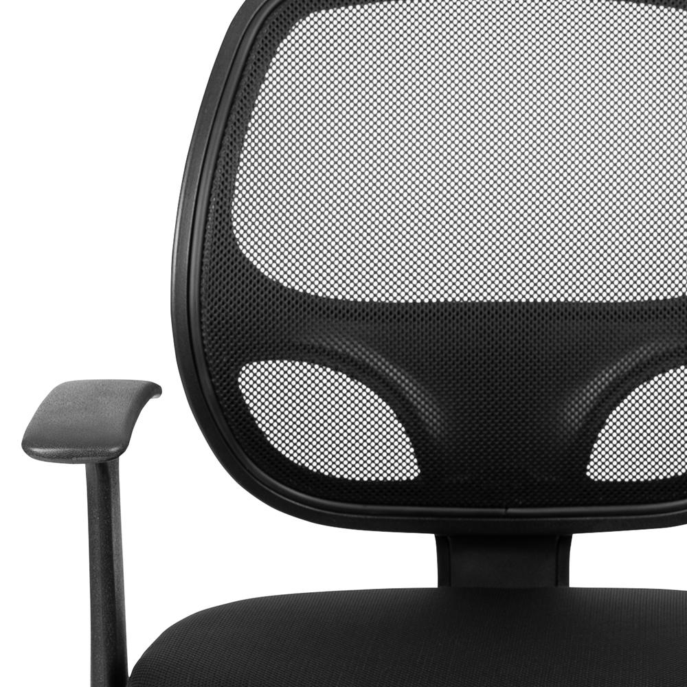 Mid-Back Black Mesh Swivel Ergonomic Task Office Chair with Arms, BIFMA Certified. Picture 7