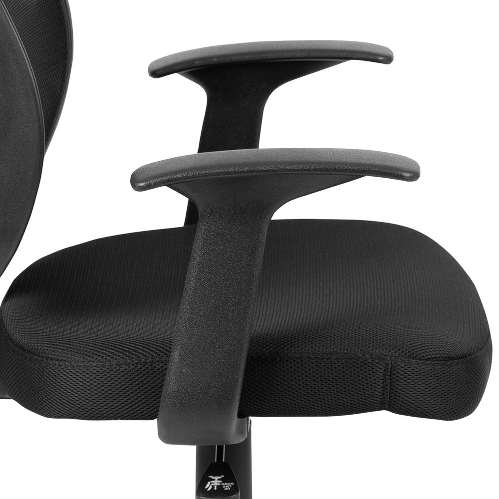 Mid-Back Black Mesh Swivel Ergonomic Task Office Chair with Arms, BIFMA Certified. Picture 8