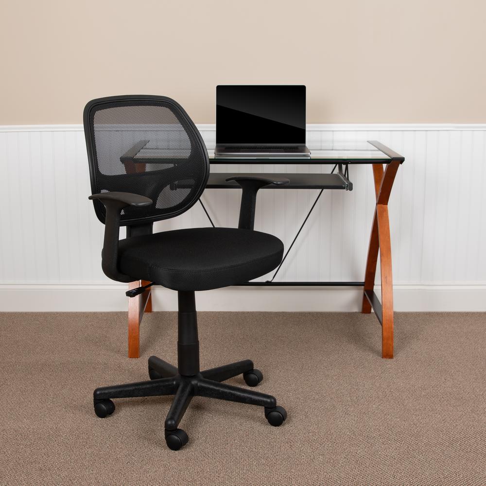 Flash Fundamentals Mid-Back Black Mesh Swivel Ergonomic Task Office Chair with Arms, BIFMA Certified. Picture 2