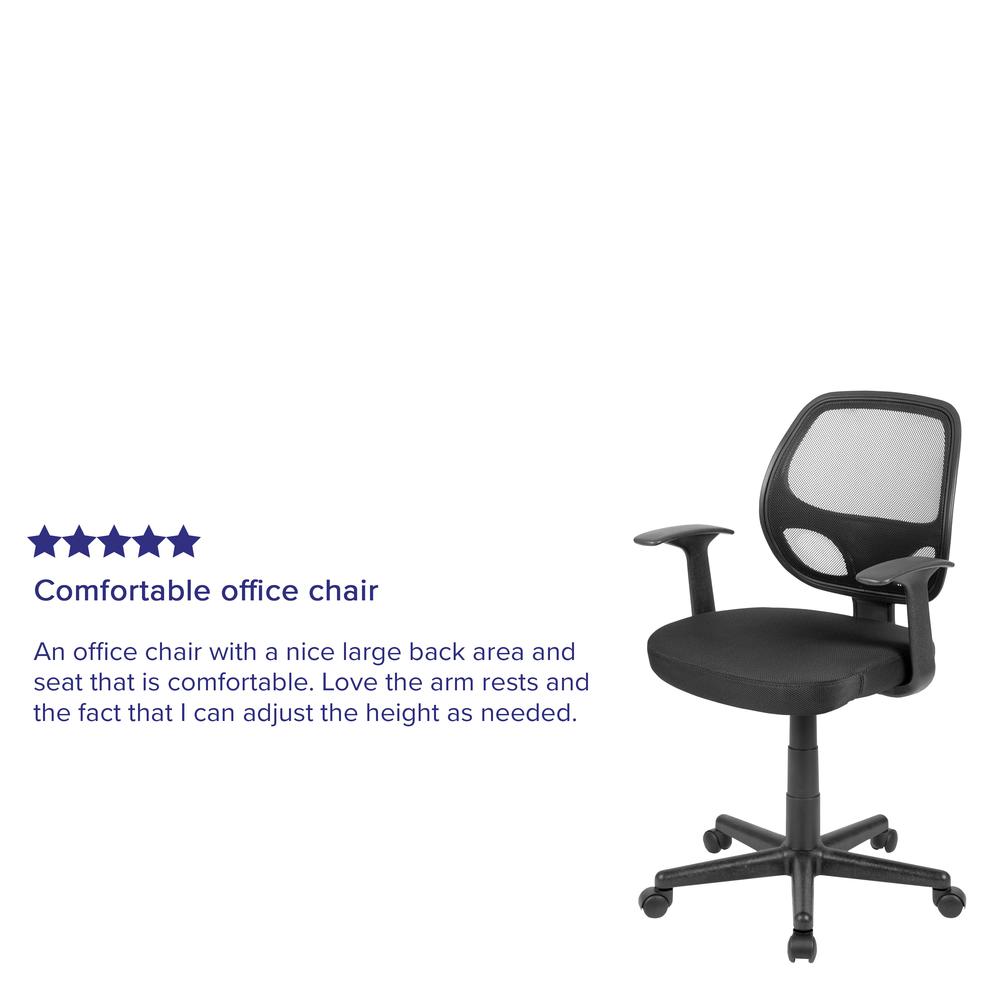 Mid-Back Black Mesh Swivel Ergonomic Task Office Chair with Arms, BIFMA Certified. Picture 12