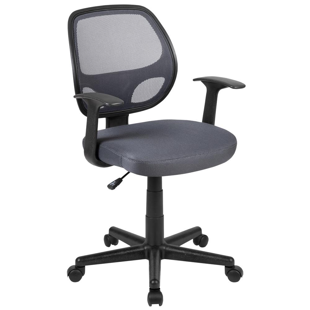 Flash Fundamentals Mid-Back Gray Mesh Swivel Ergonomic Task Office Chair with Arms, BIFMA Certified. The main picture.