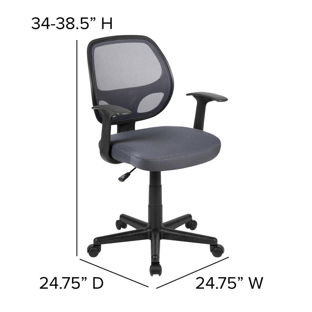 Flash Fundamentals Mid-Back Gray Mesh Swivel Ergonomic Task Office Chair with Arms, BIFMA Certified. Picture 4