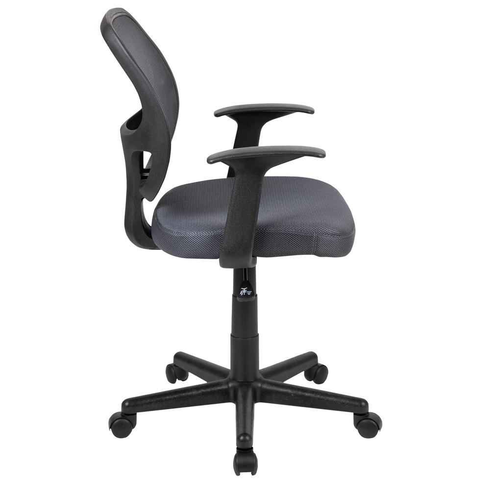 Mid-Back Gray Mesh Swivel Ergonomic Task Office Chair with Arms, BIFMA Certified. Picture 3