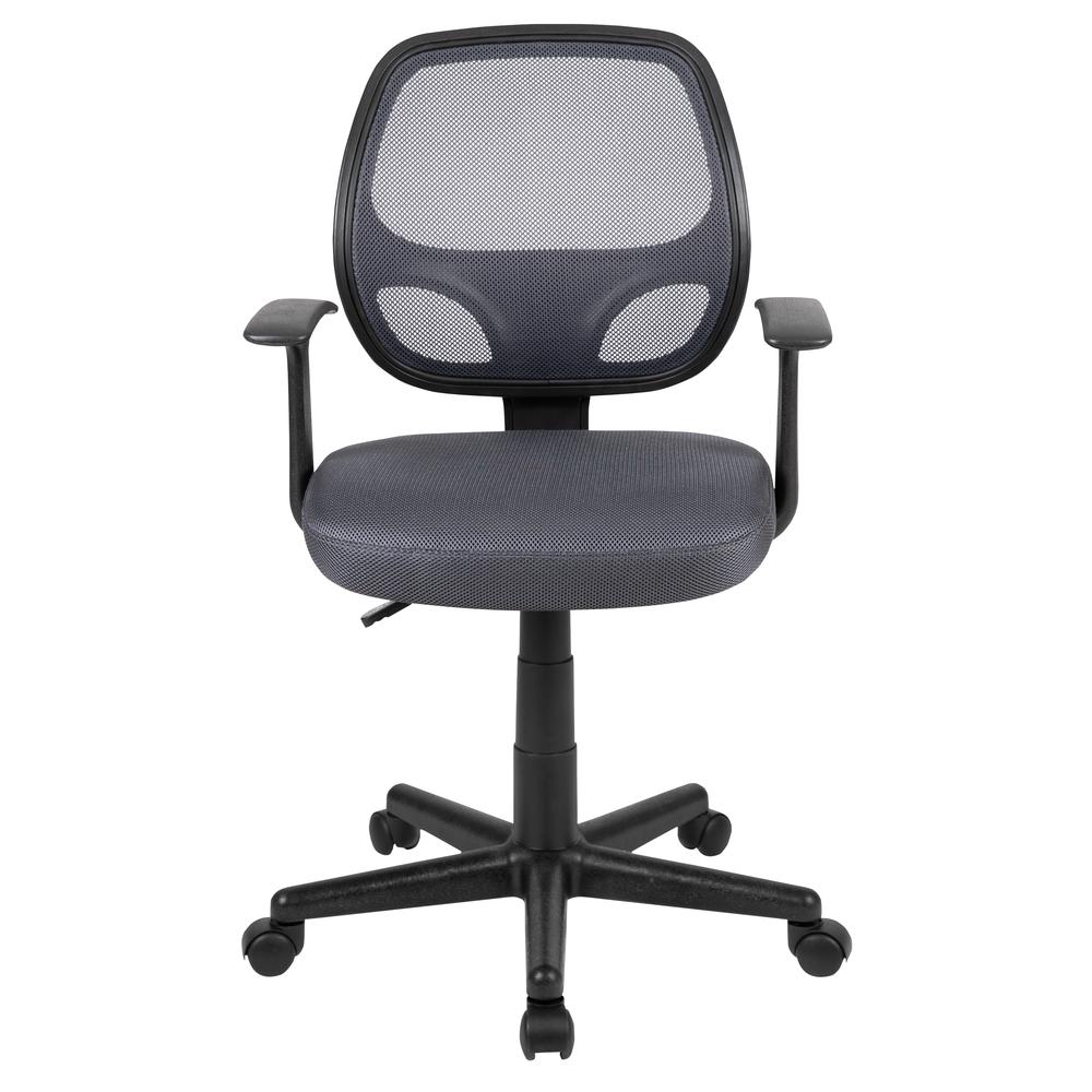 Mid-Back Gray Mesh Swivel Ergonomic Task Office Chair with Arms, BIFMA Certified. Picture 5
