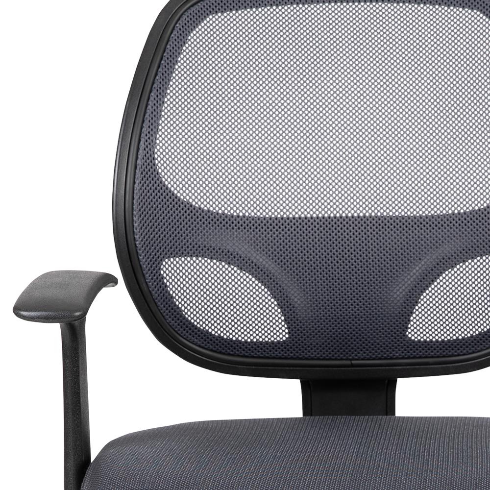 Mid-Back Gray Mesh Swivel Ergonomic Task Office Chair with Arms, BIFMA Certified. Picture 7