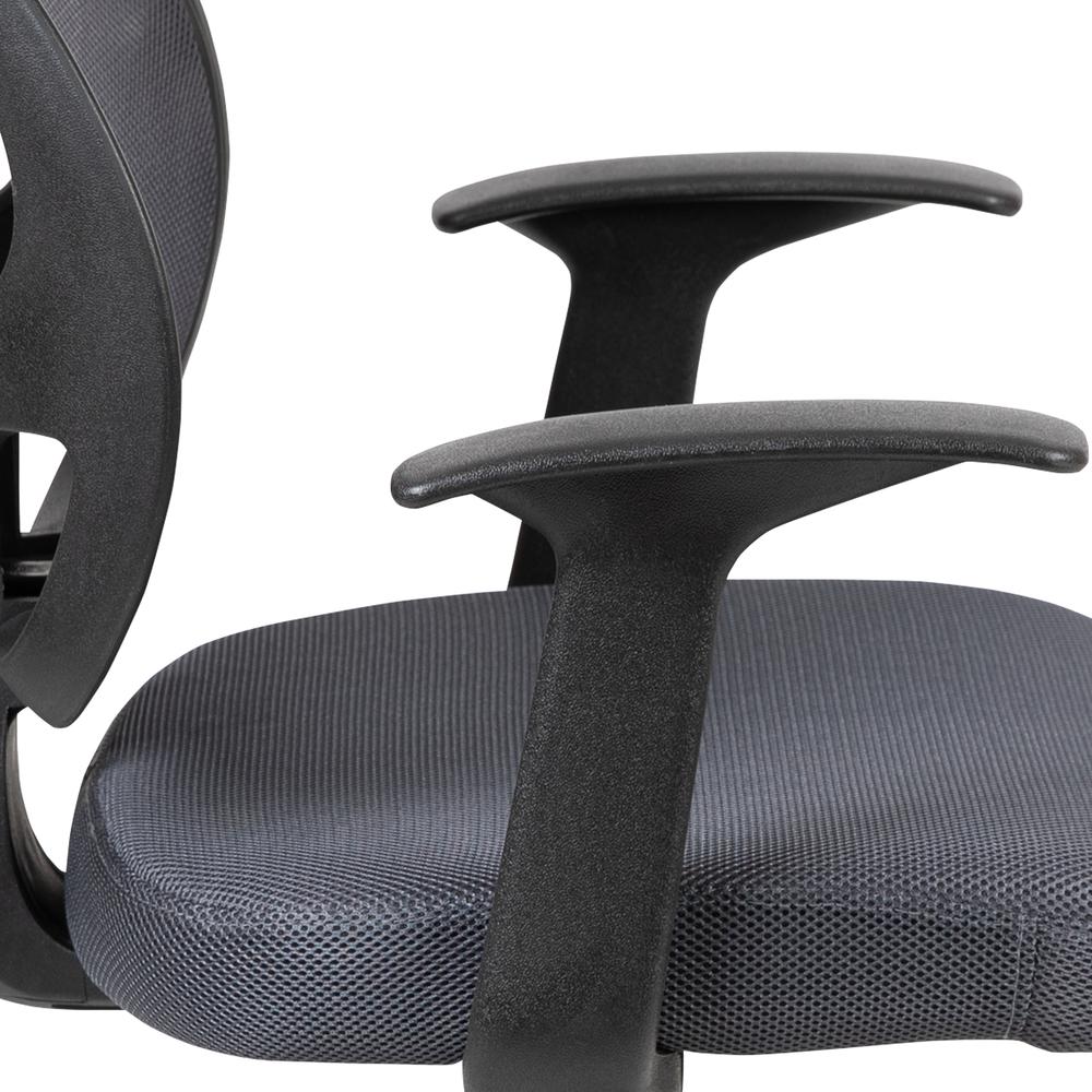Mid-Back Gray Mesh Swivel Ergonomic Task Office Chair with Arms, BIFMA Certified. Picture 8
