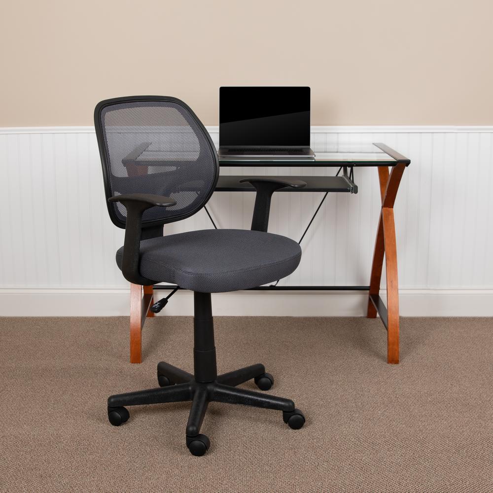 Flash Fundamentals Mid-Back Gray Mesh Swivel Ergonomic Task Office Chair with Arms, BIFMA Certified. Picture 2