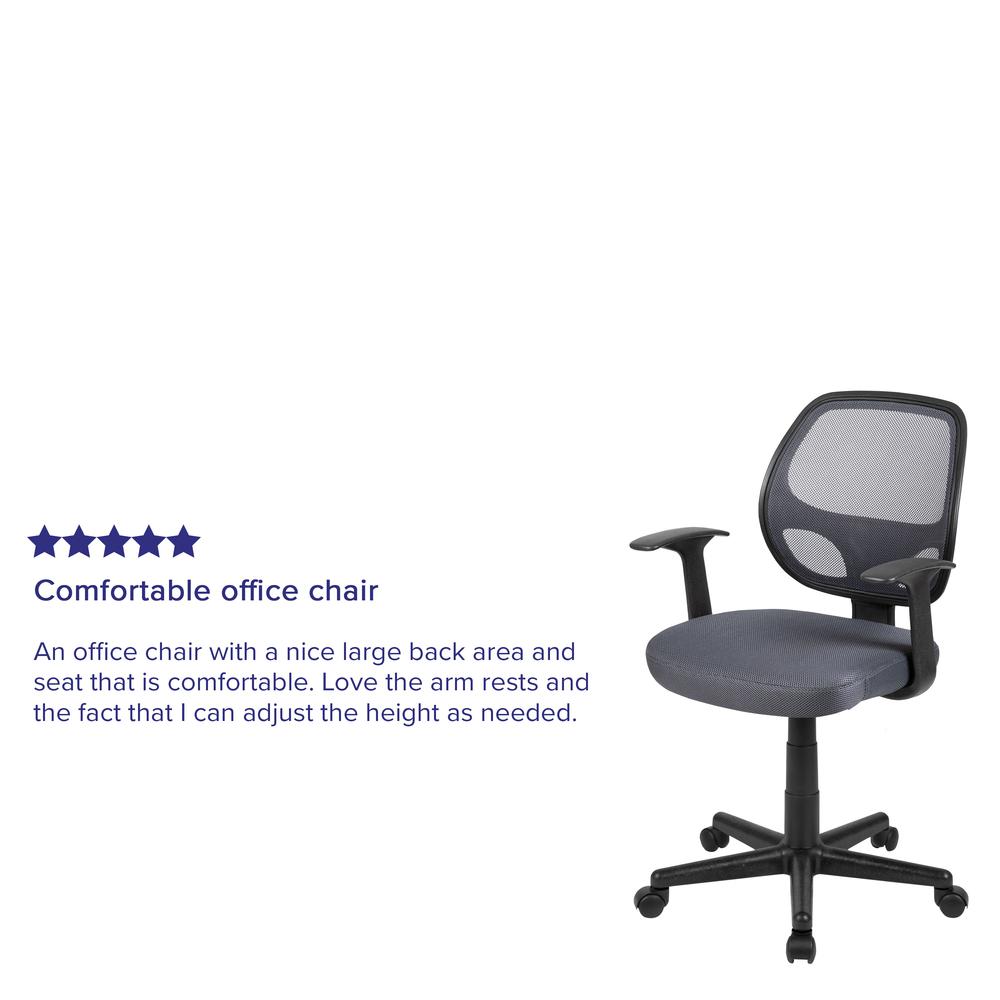 Mid-Back Gray Mesh Swivel Ergonomic Task Office Chair with Arms, BIFMA Certified. Picture 12