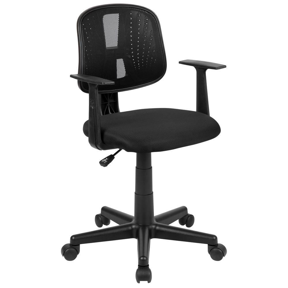 Flash Fundamentals Mid-Back Black Mesh Swivel Task Office Chair with Pivot Back and Arms, BIFMA Certified. Picture 1