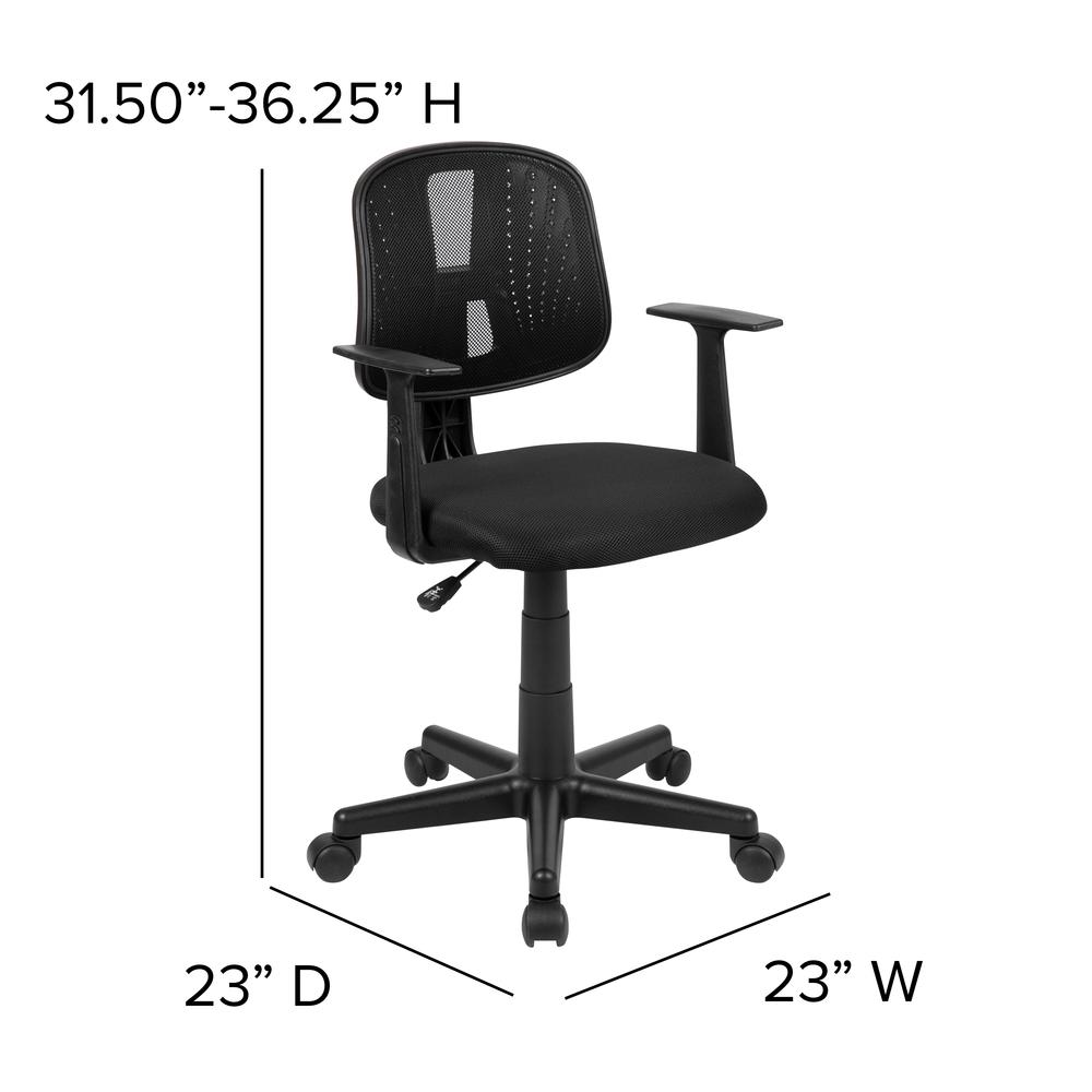 Flash Fundamentals Mid-Back Black Mesh Swivel Task Office Chair with Pivot Back and Arms, BIFMA Certified. Picture 4